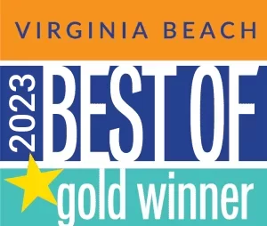 Virginia Beach Best of 2023 Gold Winner award badge, The Foleck Center 