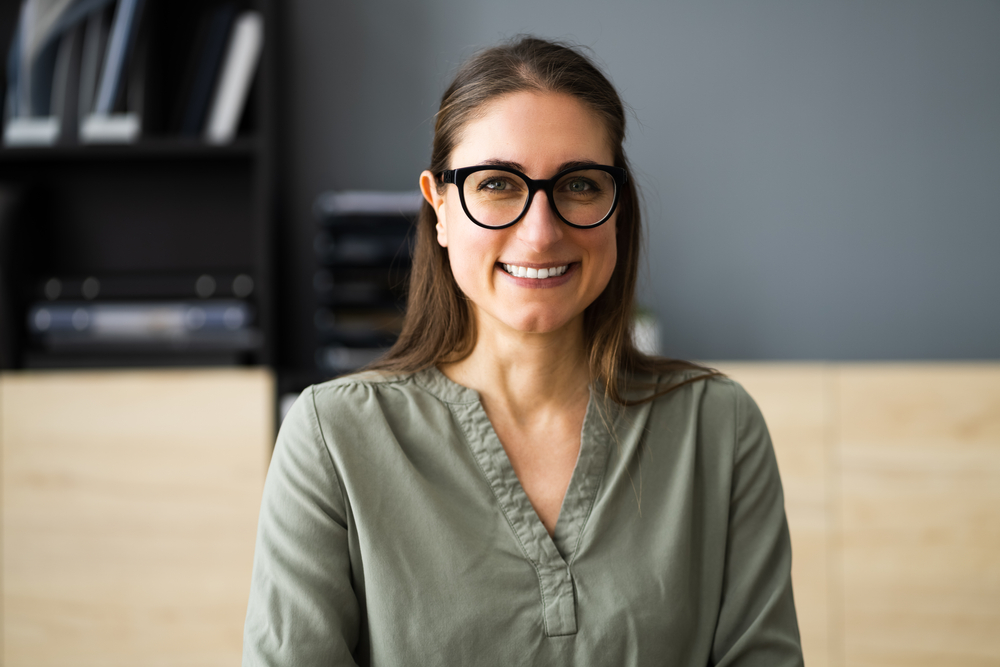 Happy Professional Employee Woman Smiling Face Portrait